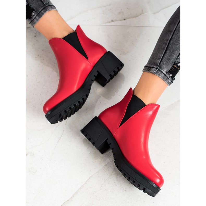 Super Mode Botas deslizantes de couro ecológico vermelho 1