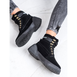 Weide Botas de tornozelo amarradas da moda preto 2