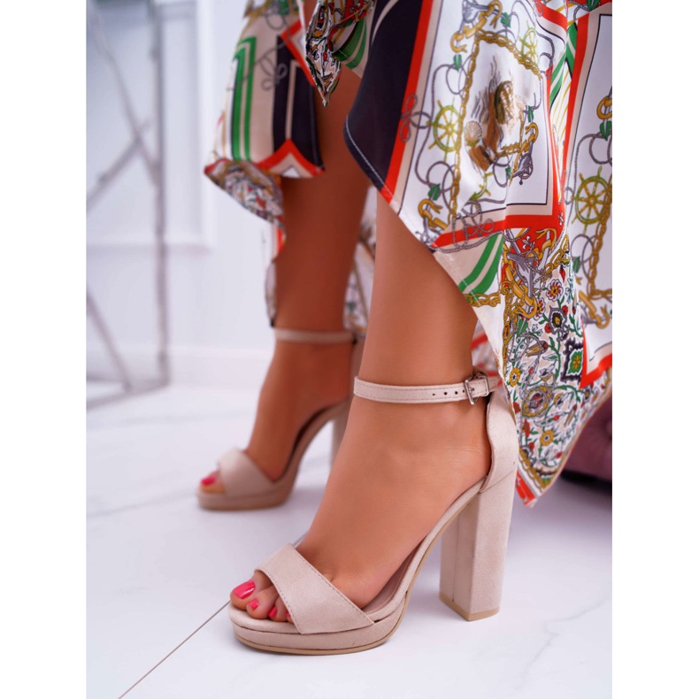 ADY Sandálias Bege Femininas com Salto Plataforma Debora 1