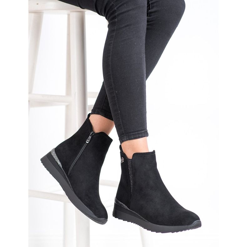 Gogo Botas quentes de cunha preto 2