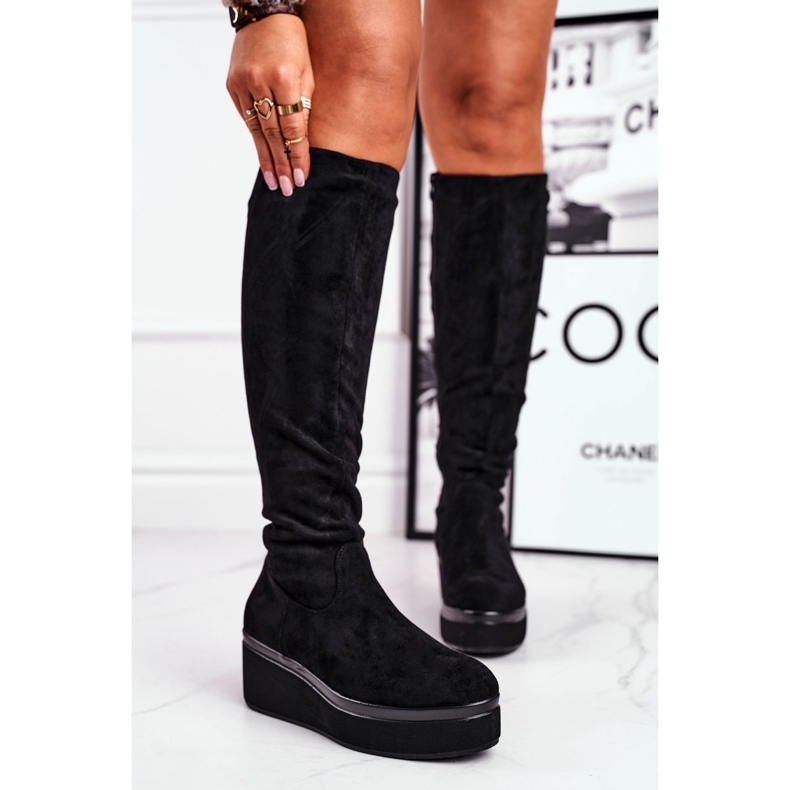 Botas femininas Sergio Leone na plataforma preta KZ732 preto 1