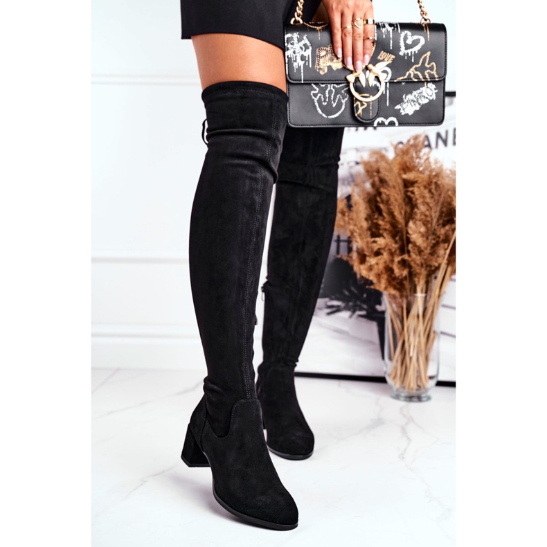 Botas femininas Sergio Leone lycra pretas KZ281 preto 2