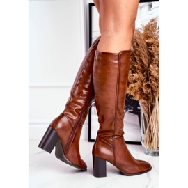 Botas femininas de cano alto Sergio Leone marrom KZ278 2