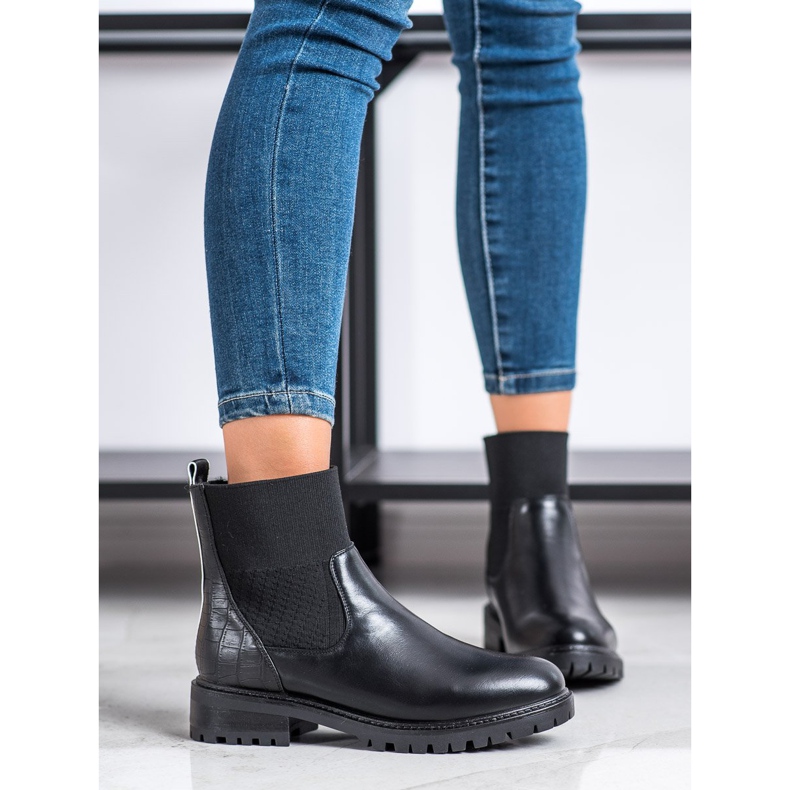 Super Me Botas pretas de deslizamento preto 1