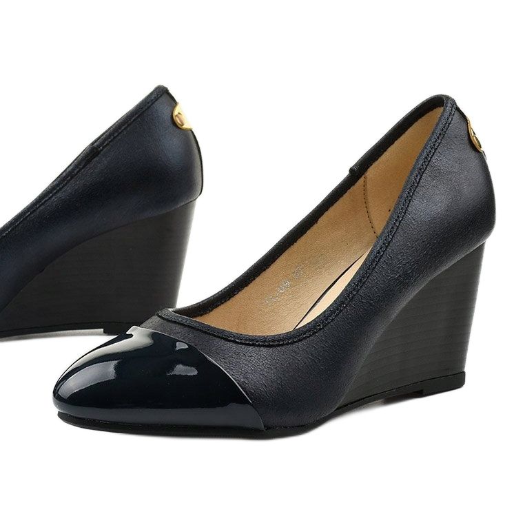 Sapatos azuis no calcanhar em cunha Bluehorn azul marinho azul 1