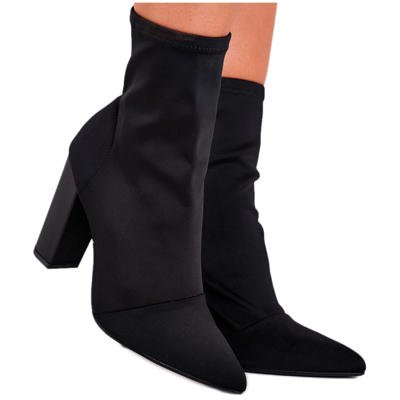 FRGIV Botas femininas de salto alto Lycra Black Morie preto 3