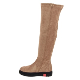 Botas acima do joelho com sola bege grossa NS135P Bege 1