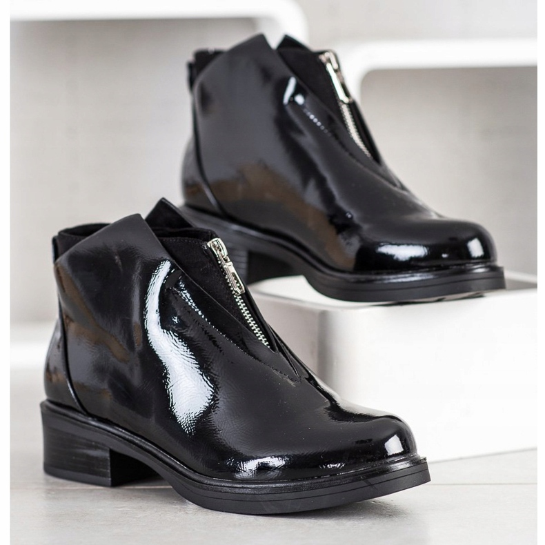 Gogo Botas envernizadas com zíper preto 2 Gogo Botas envernizadas com zíper preto 2