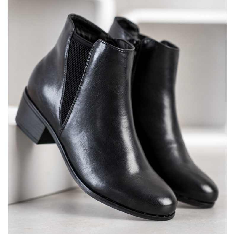 Goodin Botas clássicas de couro ecológico preto 1
