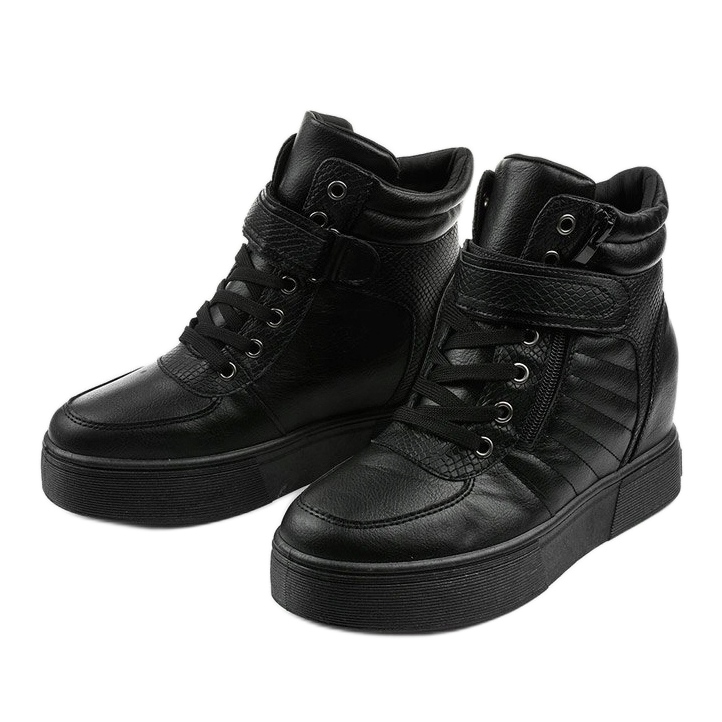 Botas pretas quentes na cunha AB0013 preto 2