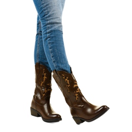 Botas de caubói Marrom Eshirixis quentes bege castanho 1