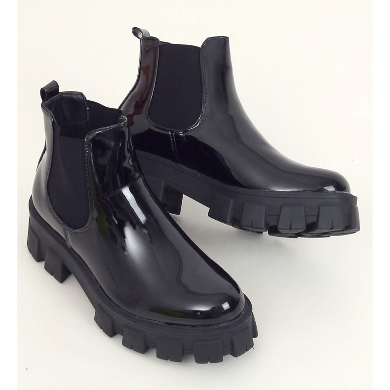 Botas Chelsea lacadas pretas NC1086 Pretas preto 1
