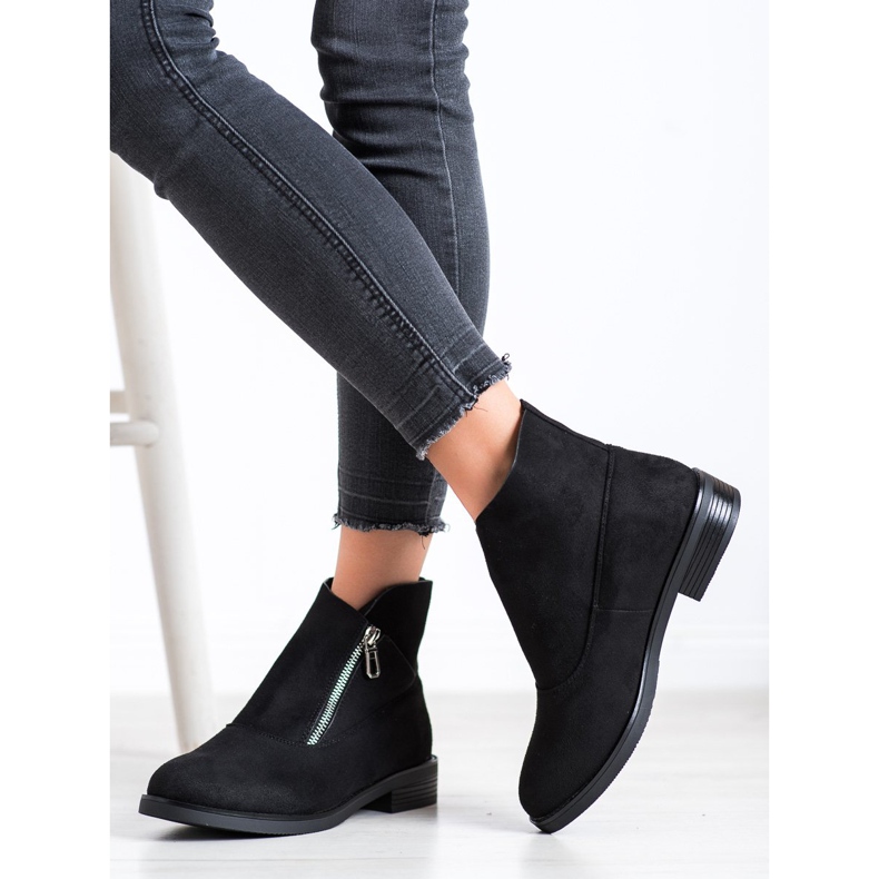 Gogo Botas elegantes com zíper preto 1