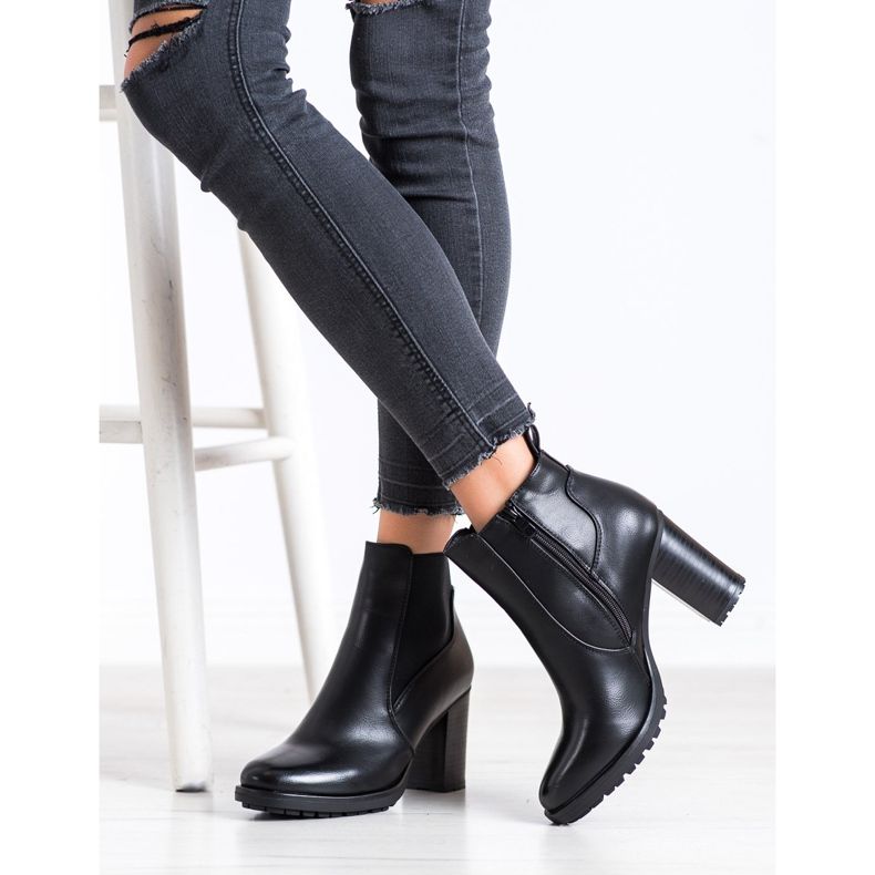 Lovery Botas casuais de salto alto preto 1