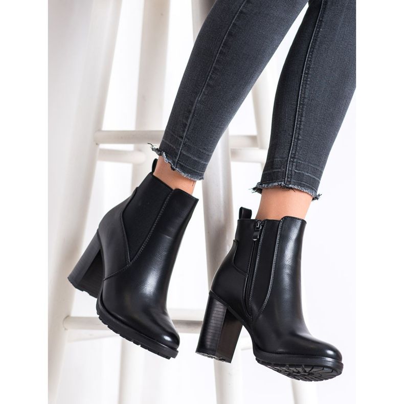Lovery Botas casuais de salto alto preto 2