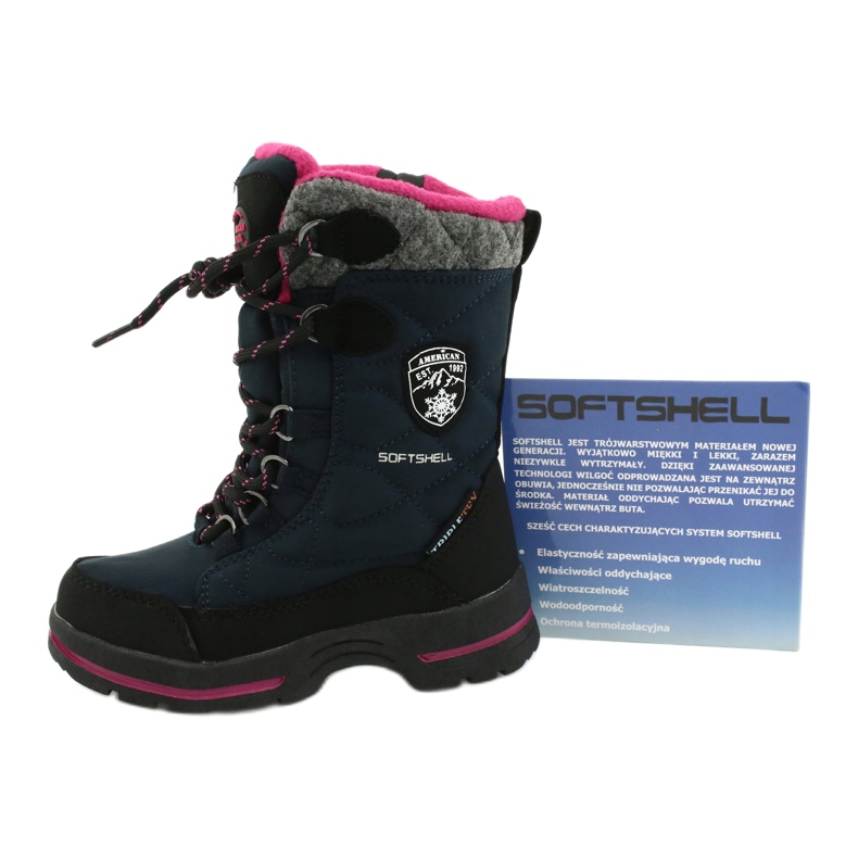 Botas de neve com membrana American Club SN15 / 20 marinho azul marinho rosa cinza 4