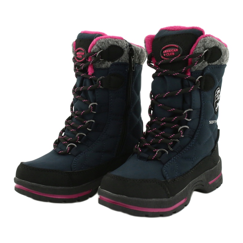 Botas de neve com membrana American Club SN15 / 20 marinho azul marinho rosa cinza 2