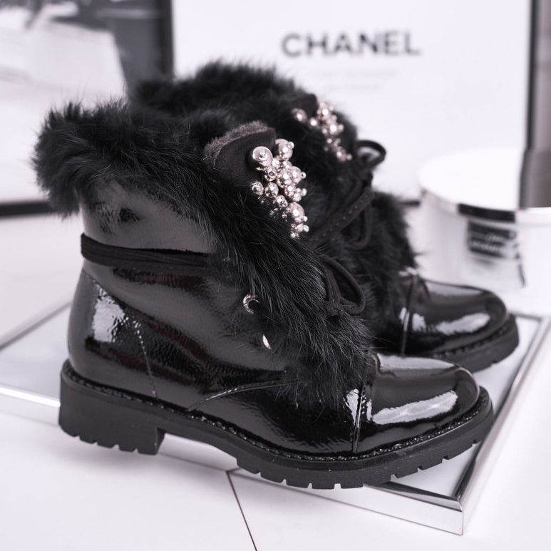 MSMG Botas infantis lacadas a quente em ella preta preto 1