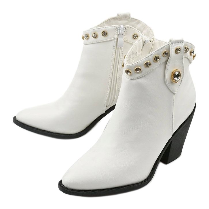 Botas de cowboy brancas femininas com zircônia cúbica Darnielle branco 2