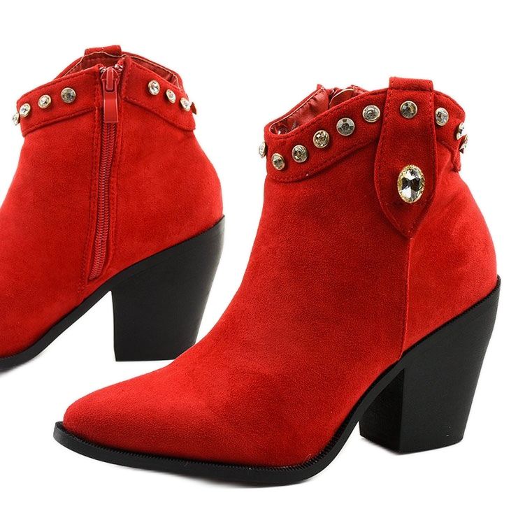 Botas de cowboy vermelhas com zircônia cúbica Darnielle vermelho 1