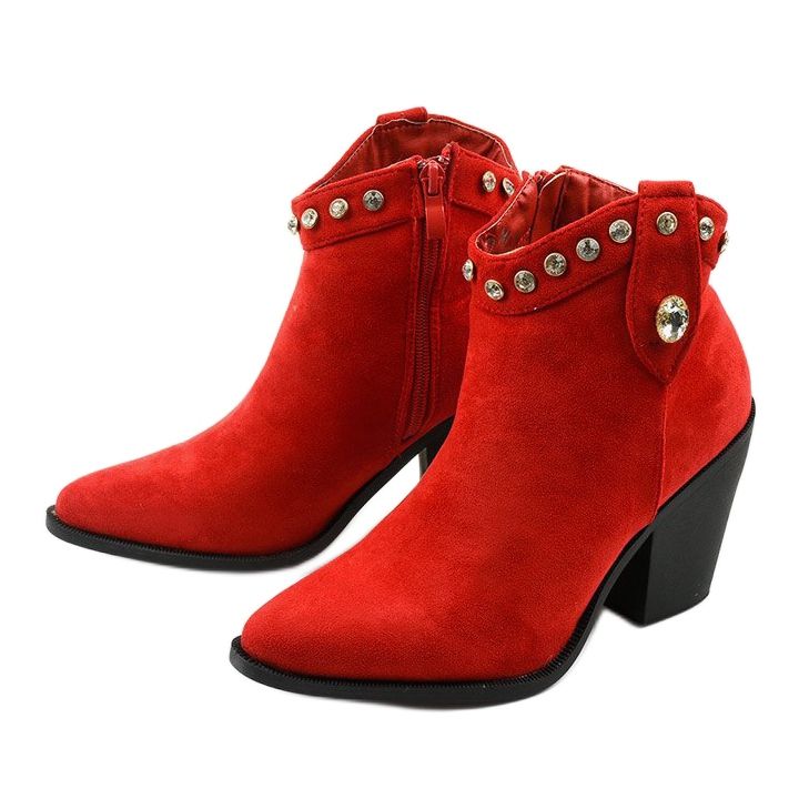 Botas de cowboy vermelhas com zircônia cúbica Darnielle vermelho 2