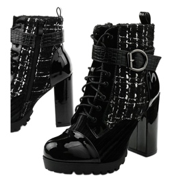 Botas pretas patchwork da Feramo preto 1