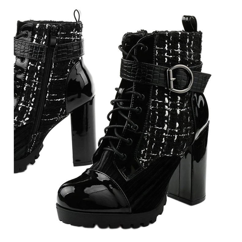 Botas pretas patchwork da Feramo preto 1