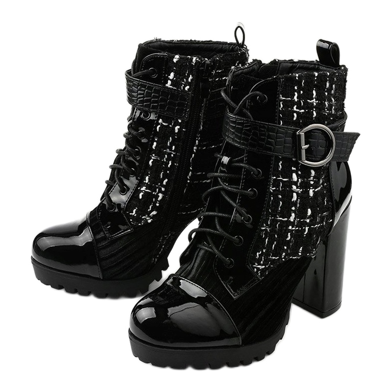 Botas pretas patchwork da Feramo preto 2