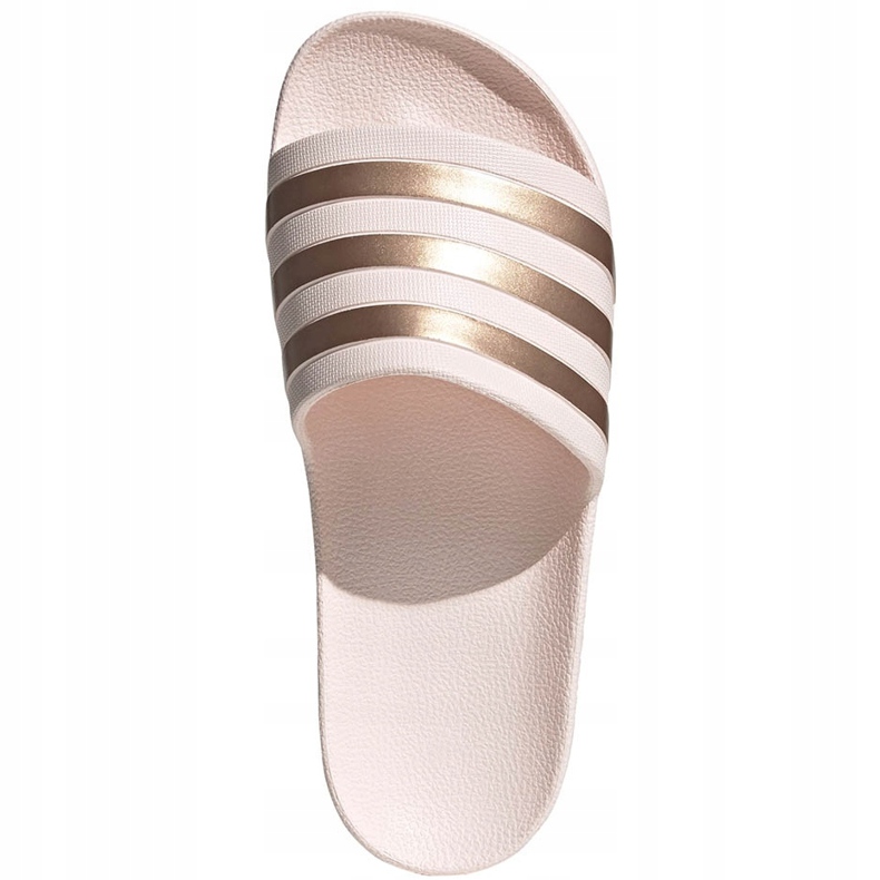 Chinelos femininos Adidas Adilette Aqua rosa e dourado FW4291 1