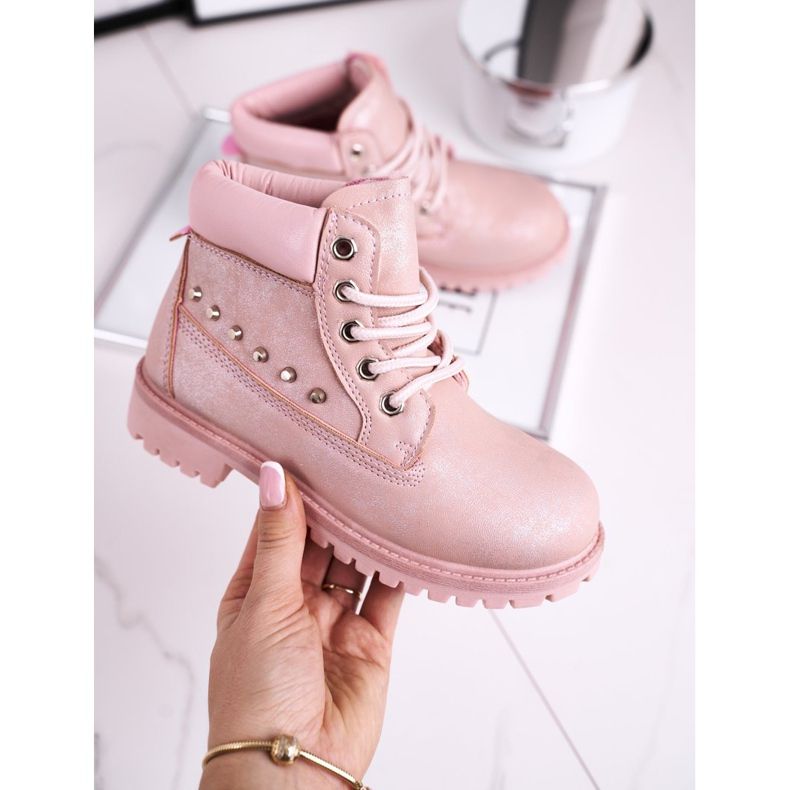 MSMG Botas aquecidas para crianças com tachas rosa Gonzo 2
