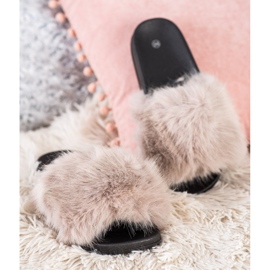 SHELOVET Chinelos de pele confortáveis bege 2