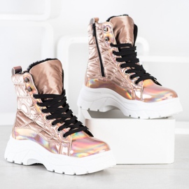 SHELOVET Trappers acolchoados da moda dourado 1