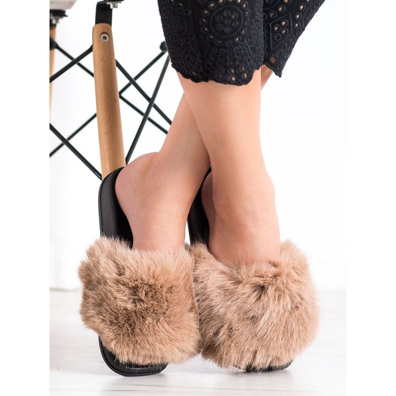 SHELOVET Chinelos de pele confortáveis bege 2