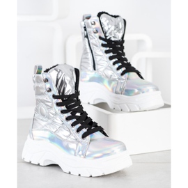 SHELOVET Trappers acolchoados da moda prata 1