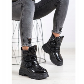SHELOVET Botas de neve brilhantes com velcro preto 2