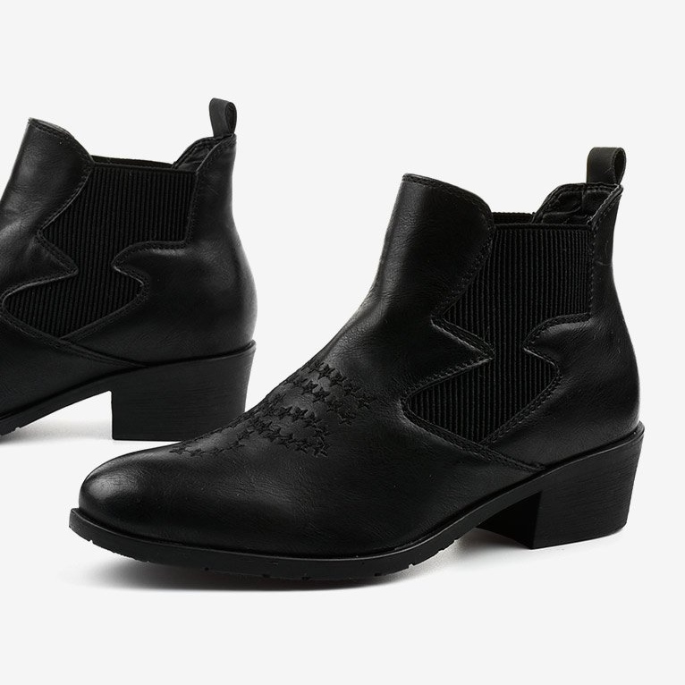 Botas de cowboy pretas baixas da Fancyroot preto 1