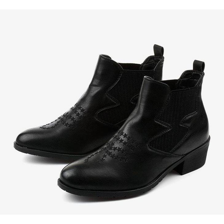 Botas de cowboy pretas baixas da Fancyroot preto 2