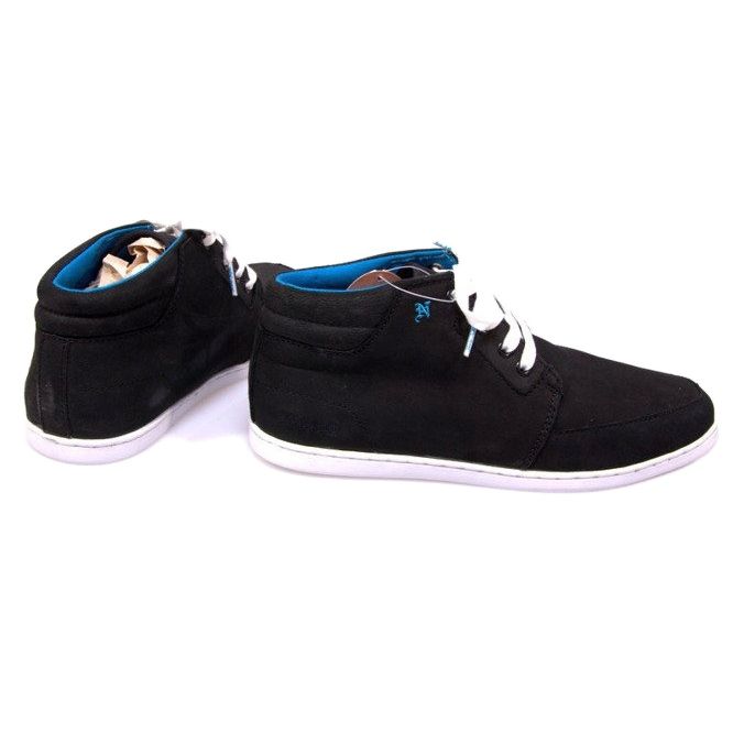 Tênis alto couro preto médio branco 1