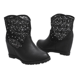 Botas de cunha Openwork 7010 -16 pretas preto 1