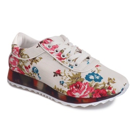Tênis esportivos com flores BL282 branco multicolorido 2