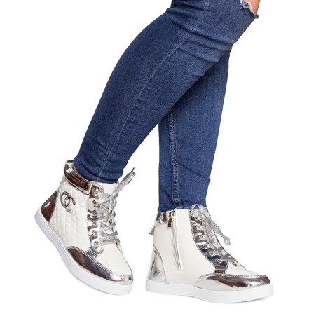 Tênis cano alto R17 branco prata 1