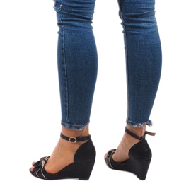 Sandálias de cunha F1-43 pretas preto 2