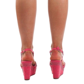 Sandálias de cunha F6078 rosa 1