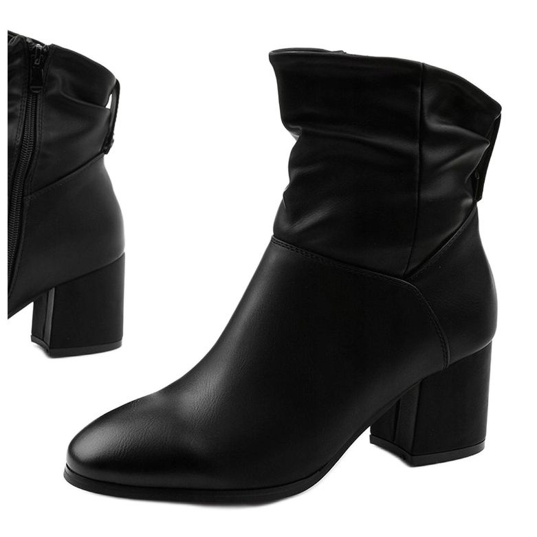 Botins de couro ecológico Rhodes pretos com zíper 1 Botins de couro ecológico Rhodes pretos com zíper 1