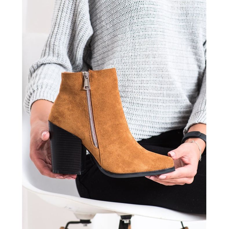 Marquiz Botas quentes com zíper decorativo bege amarelo 1