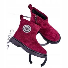 Apawwa Botas aquecidas infantis Burgundy Alvin preto vermelho 1