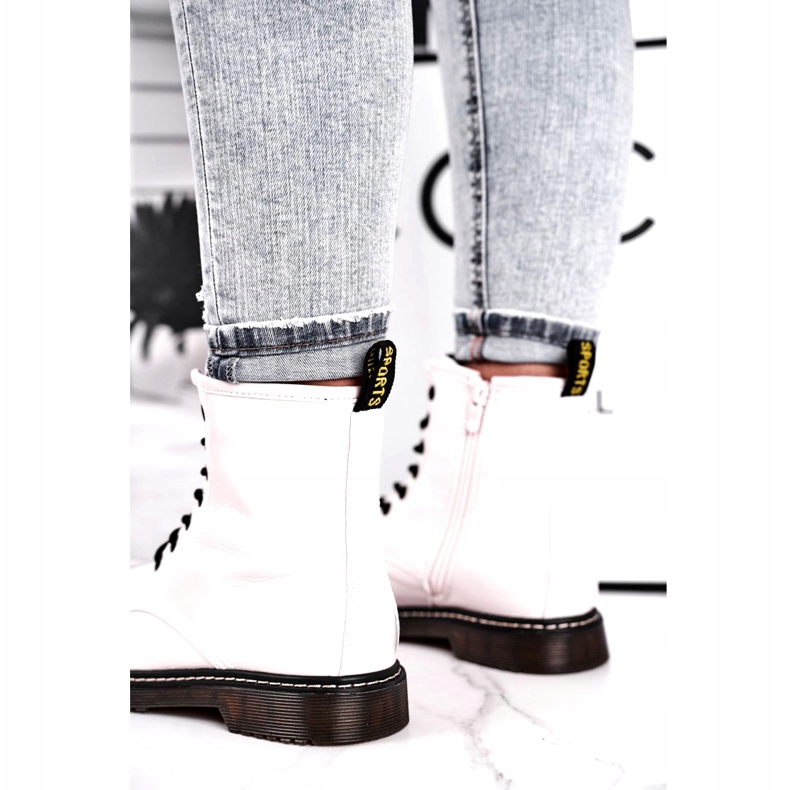 Evento Botas femininas, botas brancas envernizadas 20BT35-3001 branco 3