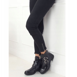 Botas femininas de couro envernizado preto XJ-29 Preto 1