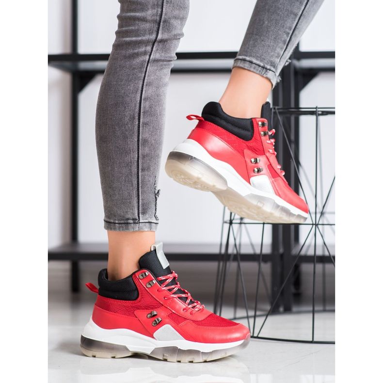 SHELOVET Tênis Moda Vermelha preto vermelho 1