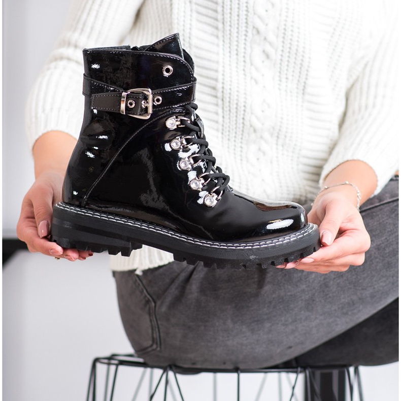 SDS Trappers lacados elegantes preto 2